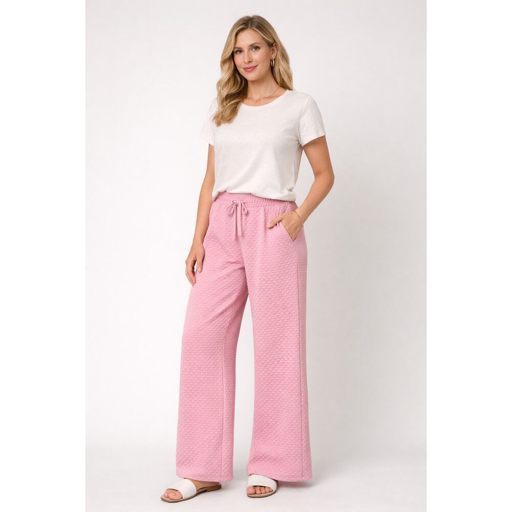 ee:some Women’s Pink Waffle Lounge Pants Size Small NWT Wide Leg Pockets
